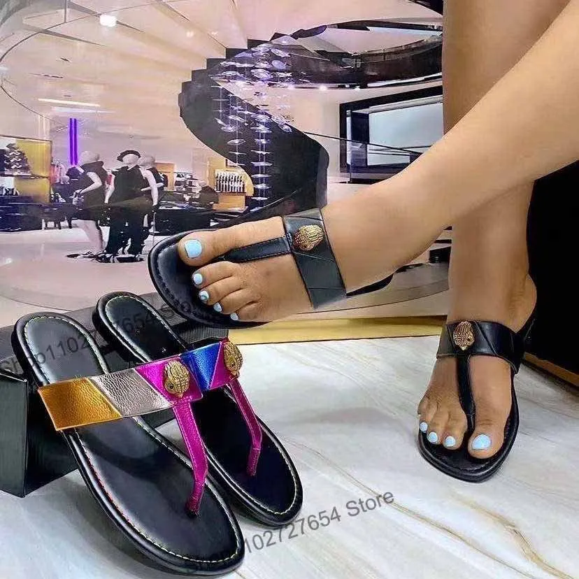 

2023 Summer Kurt G Hardware Diamond Buckle Flip-Flops Women Slides Outdoor Beach Slipper Fashion Ladies Sandals Women's Shoes
