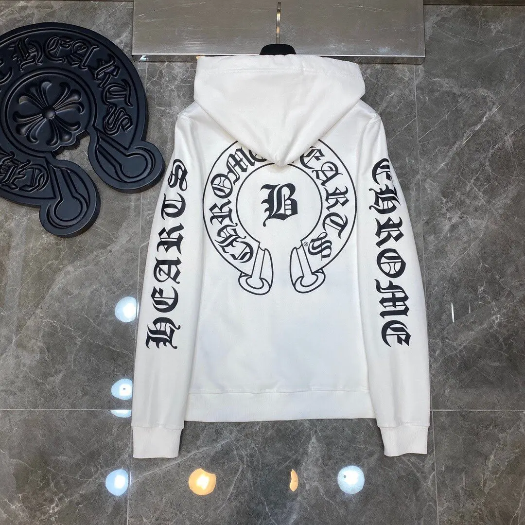 

2024 Fashion Chrome Hearts 1:1 Correct 24ss Sanskrit Large Flower Arm Loose Pagoda Hooded Sweatshirt for Men and Women