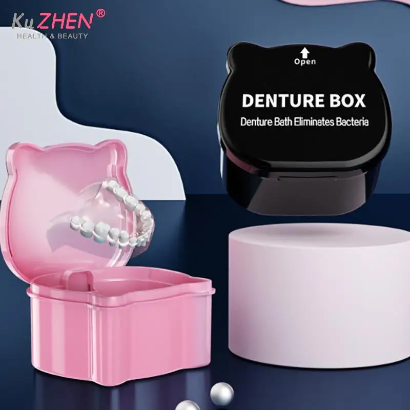 

Partial Denture Case Orthodontic Retainer Braces Storage Box Soaking Invisible Teeth Denture Cleaning Tooth Storage PortableCase