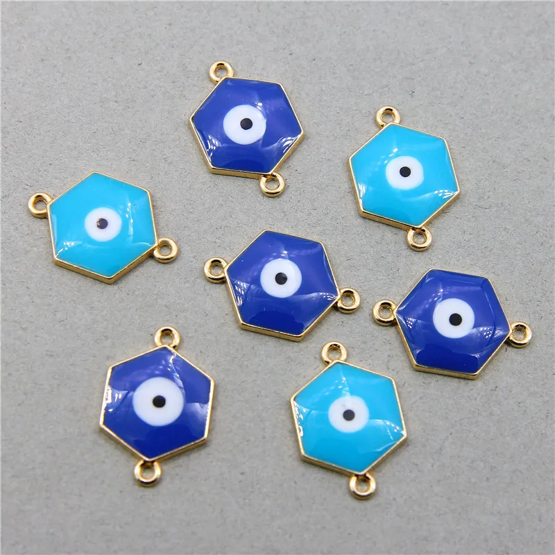 

6pcs/lot Pentagon Enamel Eye Alloy Connector Charms Pendant DIY Bracelet Necklace For Women Girls Jewelry Making Accessories
