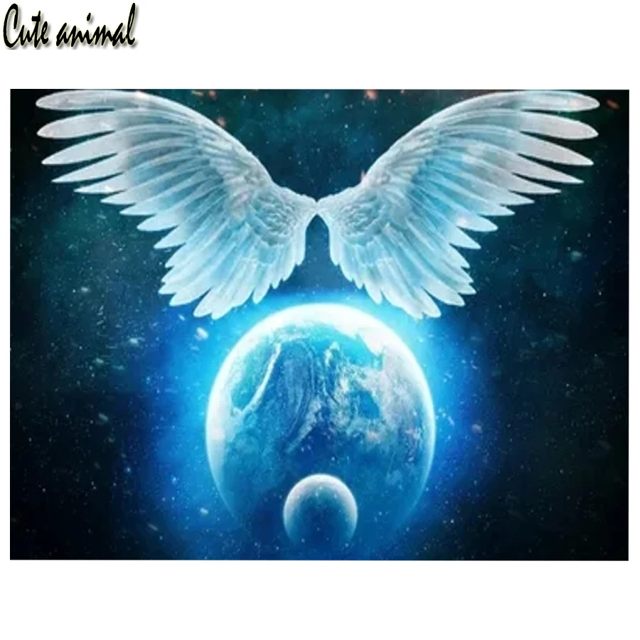 

Angel White Wings Feathers Diamond Embroidery 5D Diamond Painting Cross Stitch Complete Kit Rhinestone Earth Planet Pictures