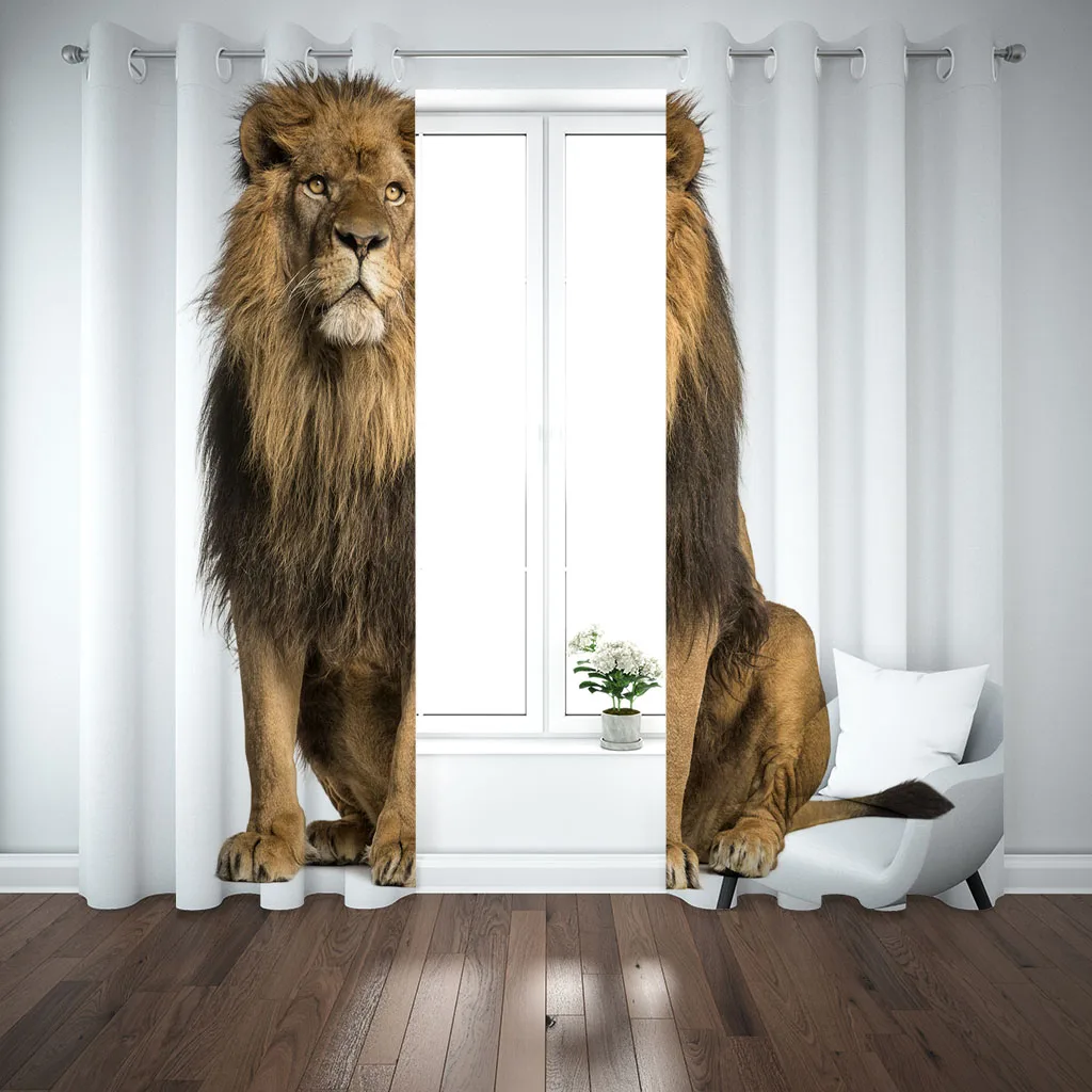 Индивидуальные шторы для комнат животные в джунглях лев 2 шт. современные плотные