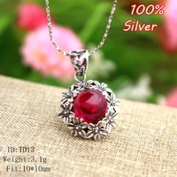 2022 new 100 sterling silver color jewelry flower pendents blank fit 10mm round shape base tray for diy jewelry pendent