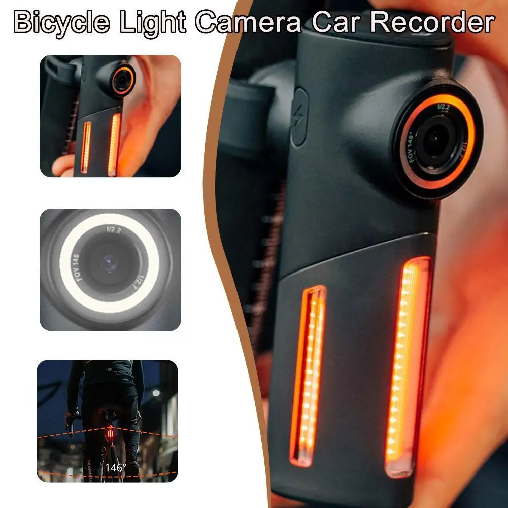 

Bicycle Tail Light Can 1080P HD Camera Car Recorder IPX6 146° Super Wide Angle Waterproof Warning Tail Light Bike Accessories