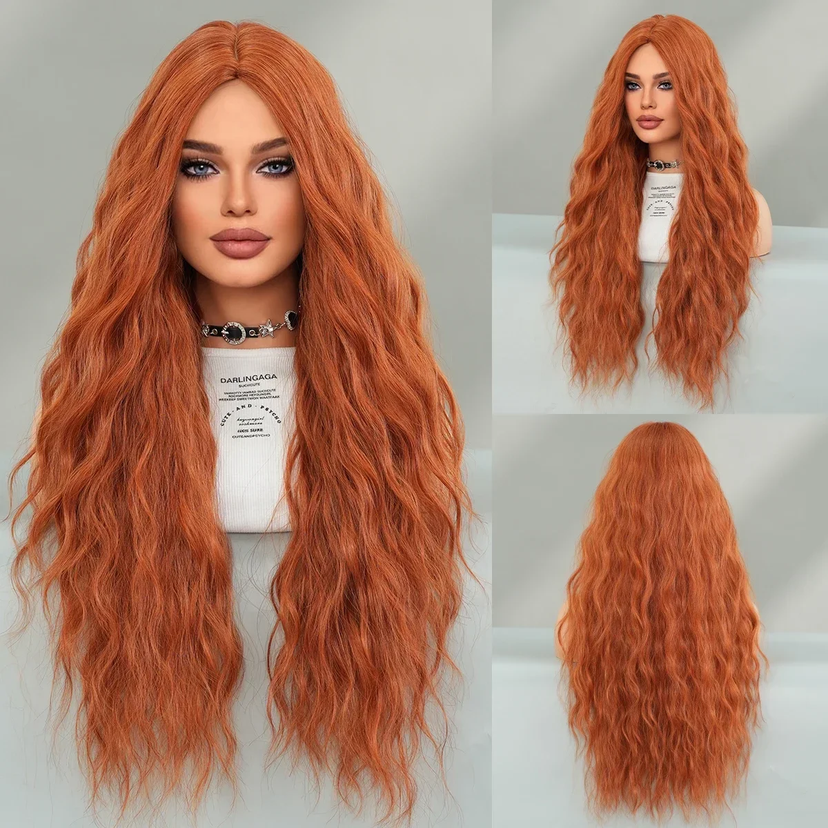 Длинные волнистые кудрявые оранжевые парики PARK YUN для женщин натуральные