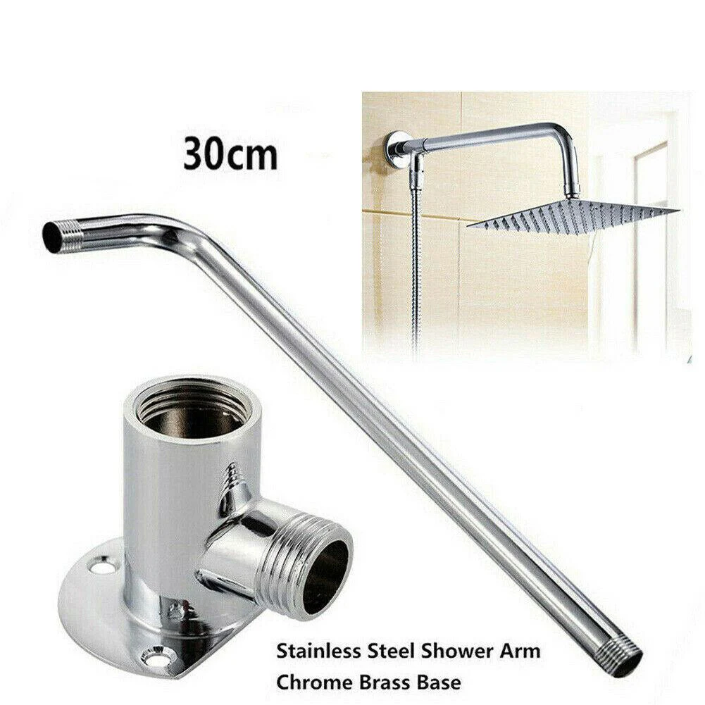 

Stainless Steel Shower Extension Arm Bottom Hose Wall Mounted Shower Head Extension Arm Fitting Mount Base For Home Bathroom