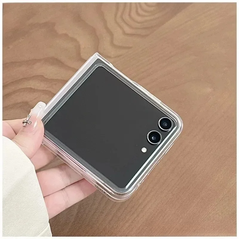 Чехол для Samsung Z Flip6 прозрачный роскошный защитный чехол ПК тонкие чехлы Galaxy Flip5 Flip4