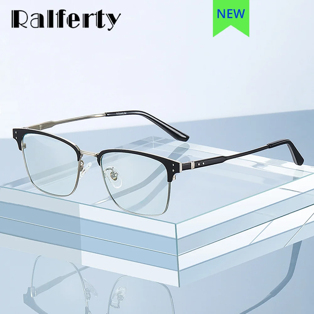 

Ralferty гибкие мужские титановые очки квадратная оправа для очков мужские по рецепту оптические без степени медицинские очки оправа