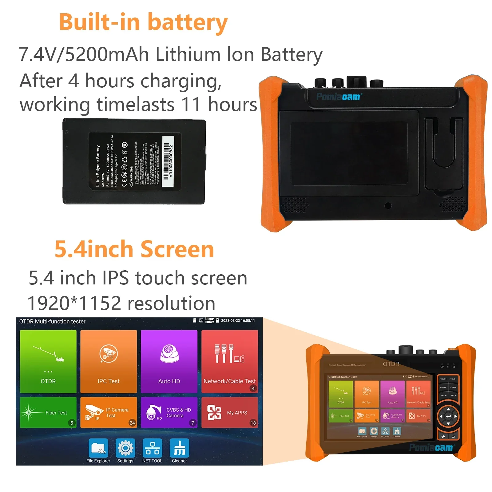 OTDR 1310/1550 Тестер видеонаблюдения MT-6510 с двойной длиной волны 4K H.265 IP 8MP Тест камеры