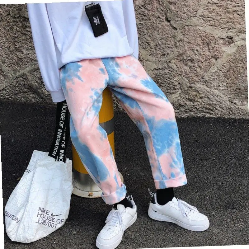 DEEPTOWN Y2K Pink Jeans Men Loose Camouflage Straight Denim Pants Casual Blue Printed Trousers Male Streetwear Harajuku Spring