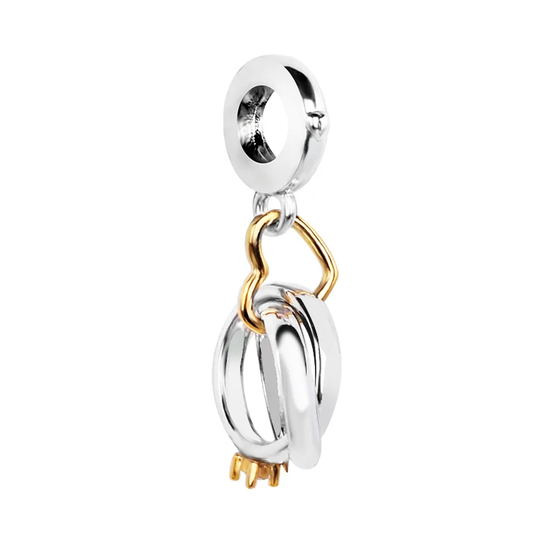 

Mybeboa 14k золотые двухцветные 925 Твердые серебряные свадебные кольца Висячие очаровательные подходят для оригинального браслета Pandora женские ...
