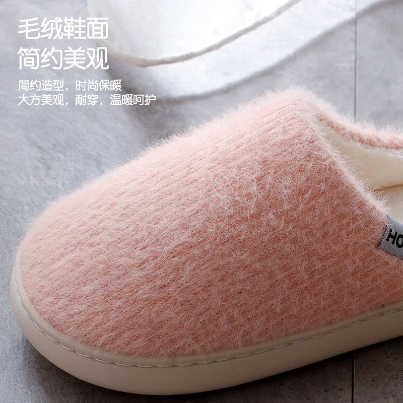 Warm Winter Furry Soft Short Slippers Women Man Bedrooms Home Cotton Shoes Indoor Platform Slides Famale Plush Ladies Slippers