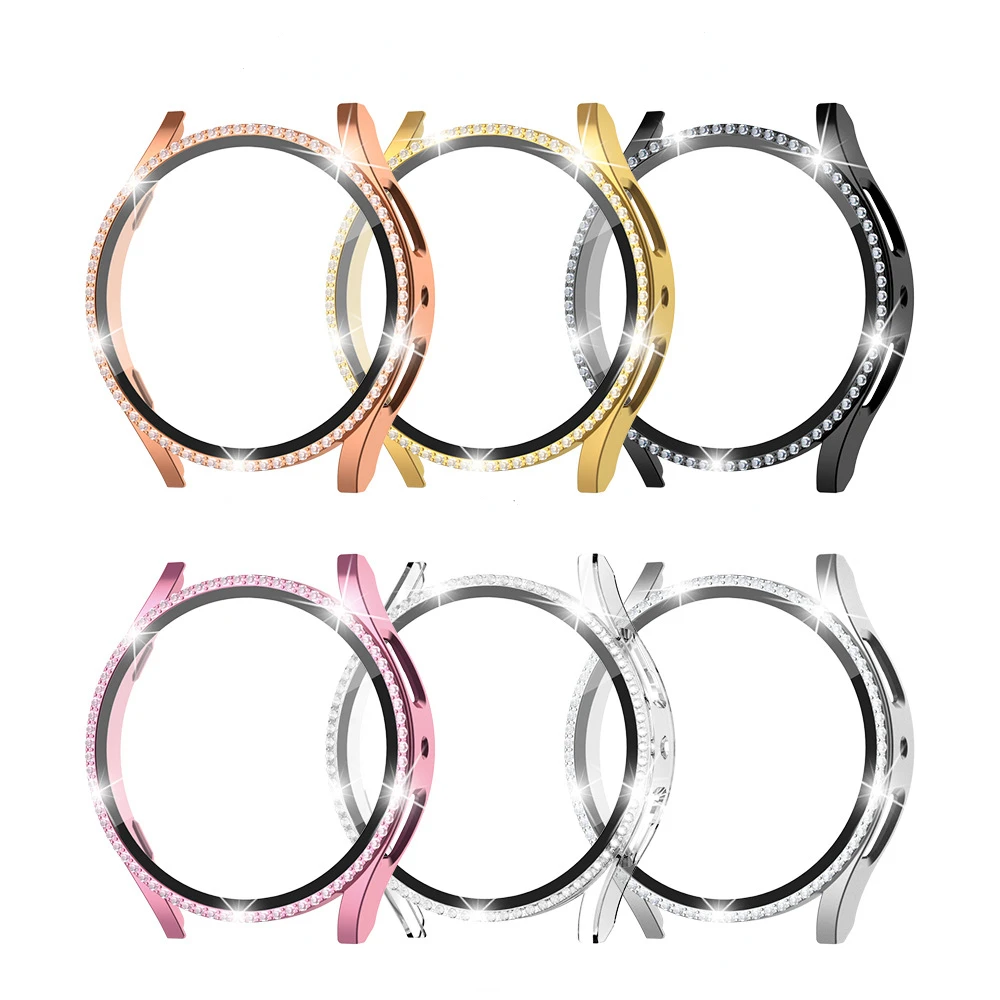 Чехол из закаленного стекла и поликарбоната для Samsung Galaxy Watch 4 5 6 44 мм 40 мм, защитный чехол-бампер, аксессуары для Galaxy Watch 4 5