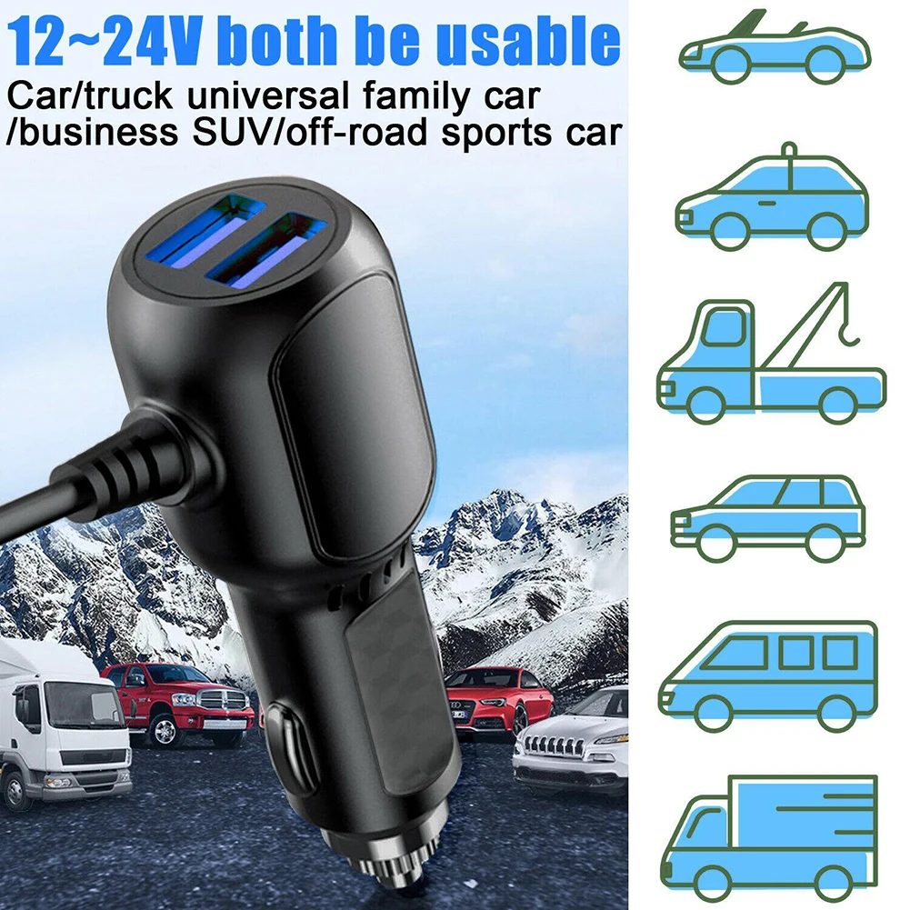 

ABS Dash Cam Car Charger Multi-function Wide Compatibility 12v - 24v 3.5m 5v DVR Charging Cable Fire Resistant ABS