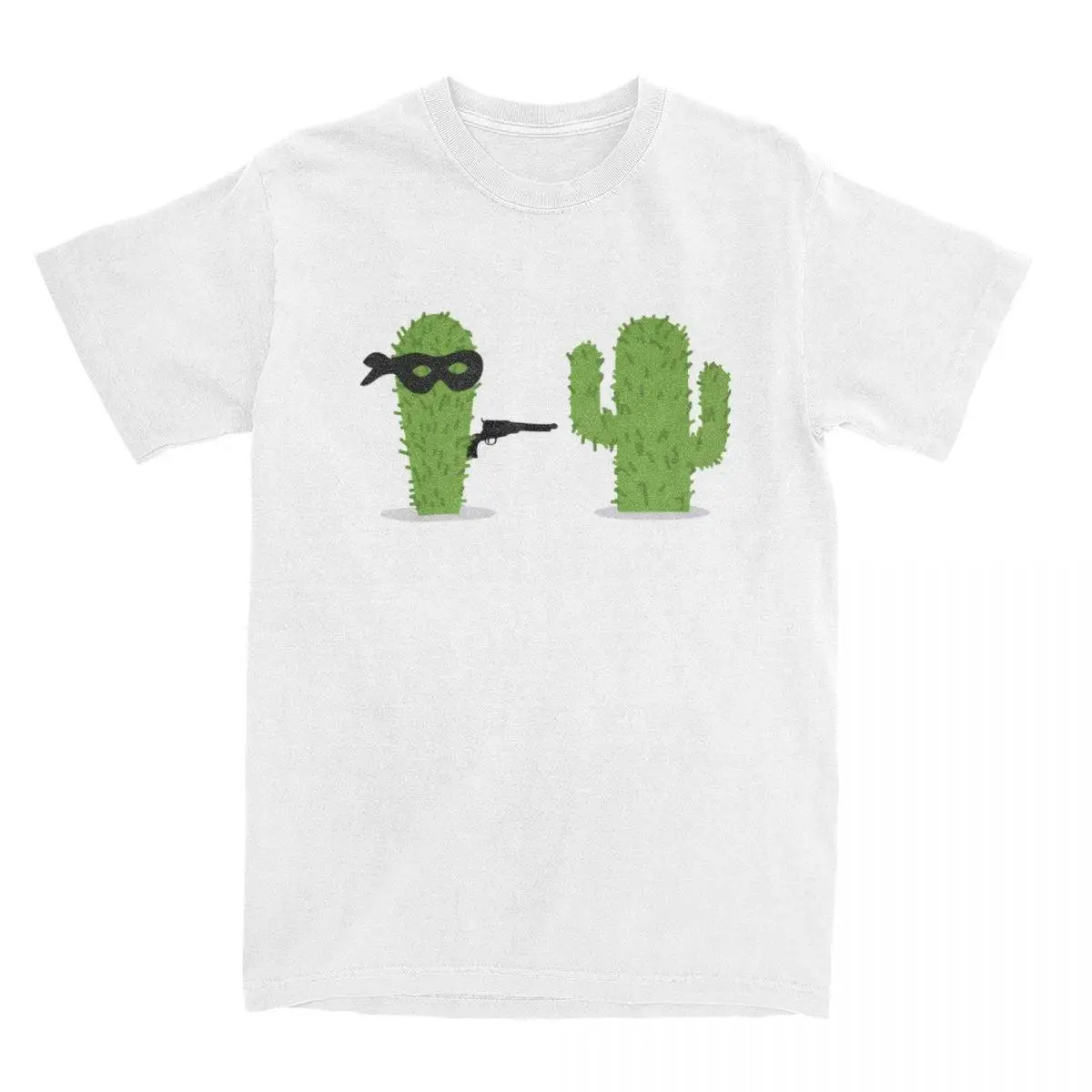 Vintage Cactus Succulent Assault Gun Funny T-Shirts Men Round Collar 100% Cotton T Shirts Short Sleeve Tees Gift Idea Tops