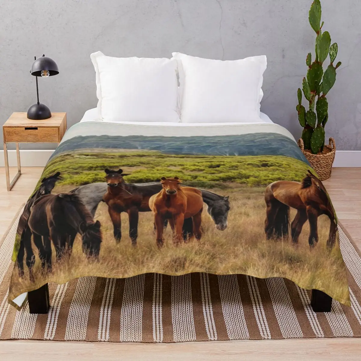 Horses In Kosciuszko Blanket Fleece Print Lightweight Thin Throw Blankets for Bedding Home Couch Camp Cinema