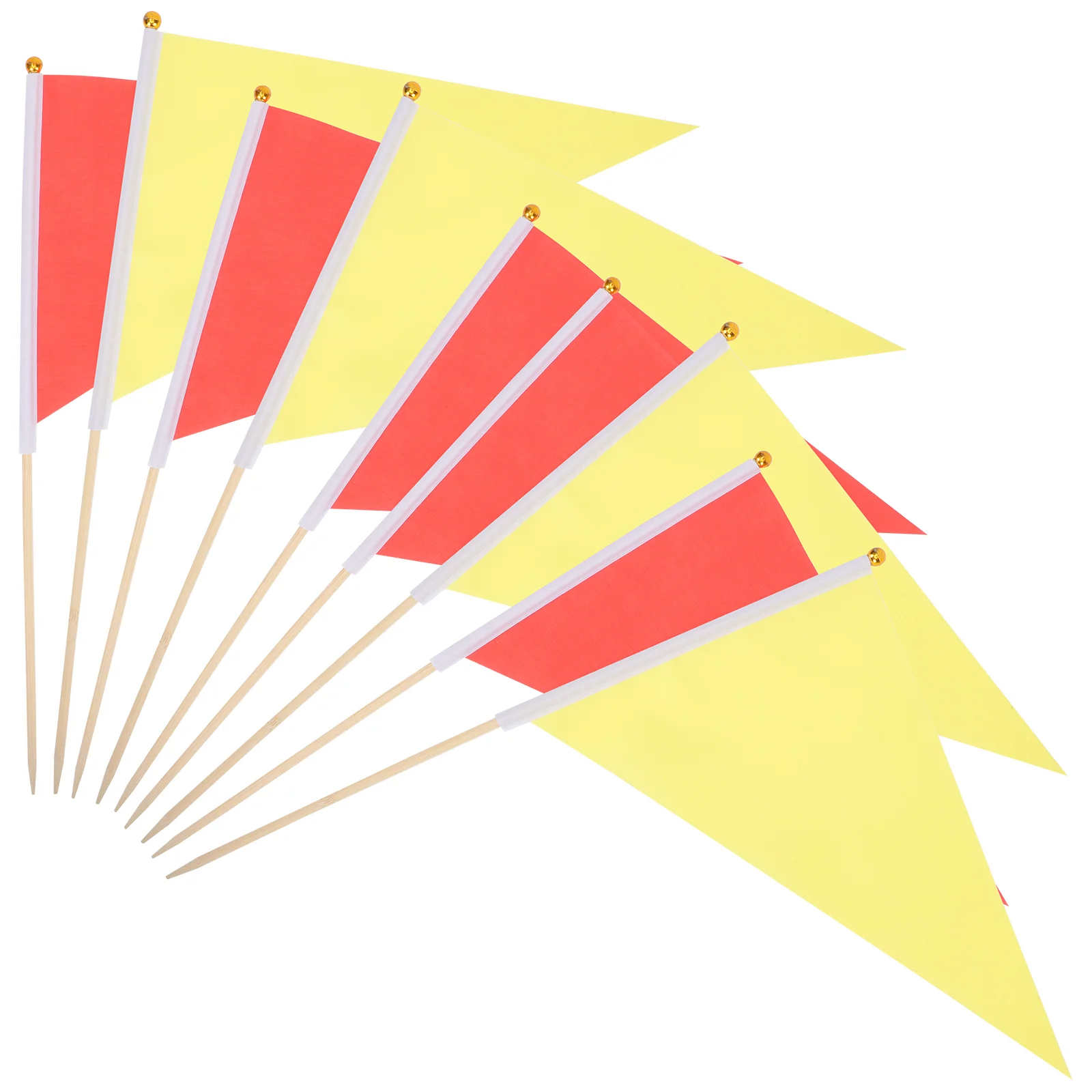 

10 Pcs Triangle Bunting Red Flags Mini Wood Pile Marking Yellow Pole Bamboo Lawn Marker Accessories Outdoor