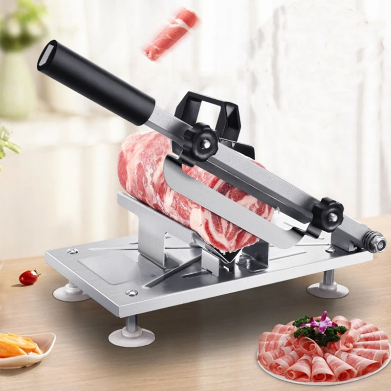 

Food Cutter Slicing Machine Automatic Meat Delivery Non-slip Handle Easily Cut Stainless Steel Spring Frozen Meat Kitchen Tools