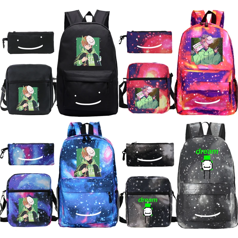 

3 Pcs Set Dream Smp Backpack High quality Schoolbag Teenage Knapsack Boys Girls Bookbags Mochilas Laptop Rucksack Daily Bagpacks