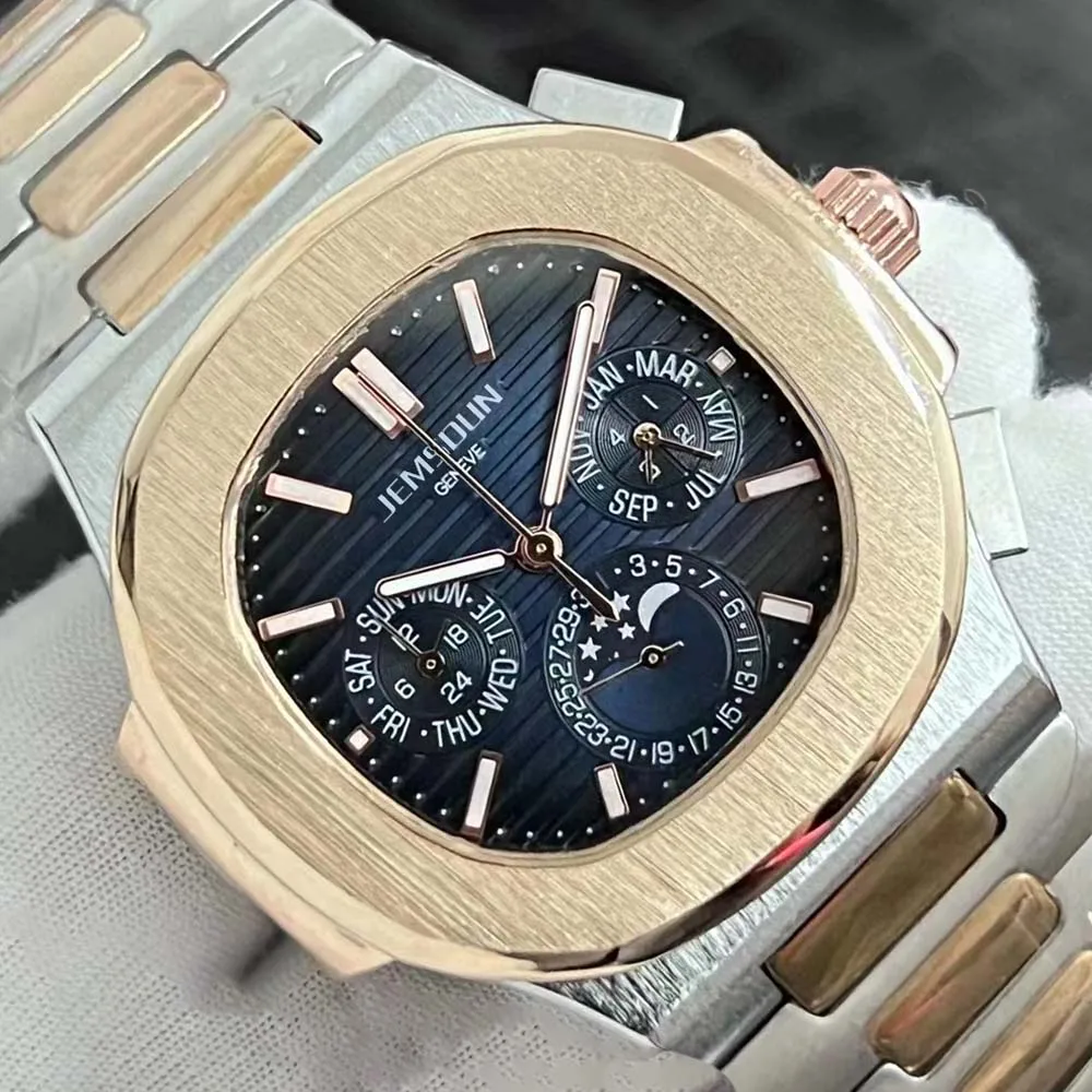 

2023 New Original Brand Watches for Mens Multifunction Automatic Date Quartz Watch Business Chronograph Moon Phase AAA Clocks