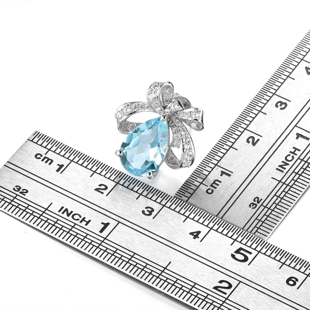 Серьги HT24 женские из серебра 925 пробы с натуральным голубым топазом 8 карат