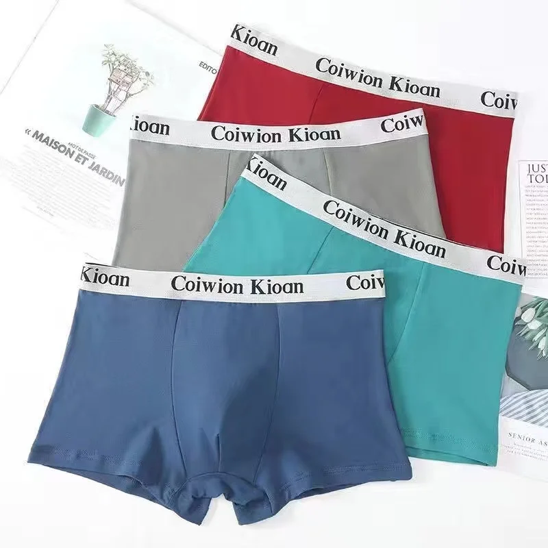 4Pcs/Lot New Men's  Underpants Boxer Shorts man Fashion Print Underpants Mid-waist Comfortable Breathable Panties L-4XL Size