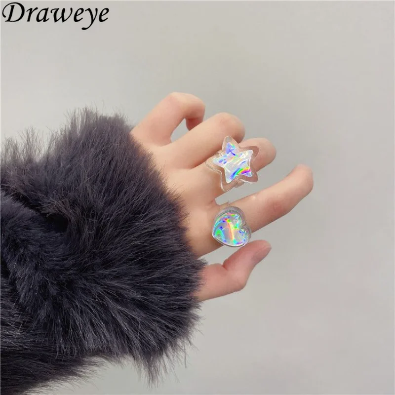 

Draweye Geometric Resin Rings for Women Korean Fashion Sweet Vintage Anillos Mujer Summer Forefinger Elegant Jewelry