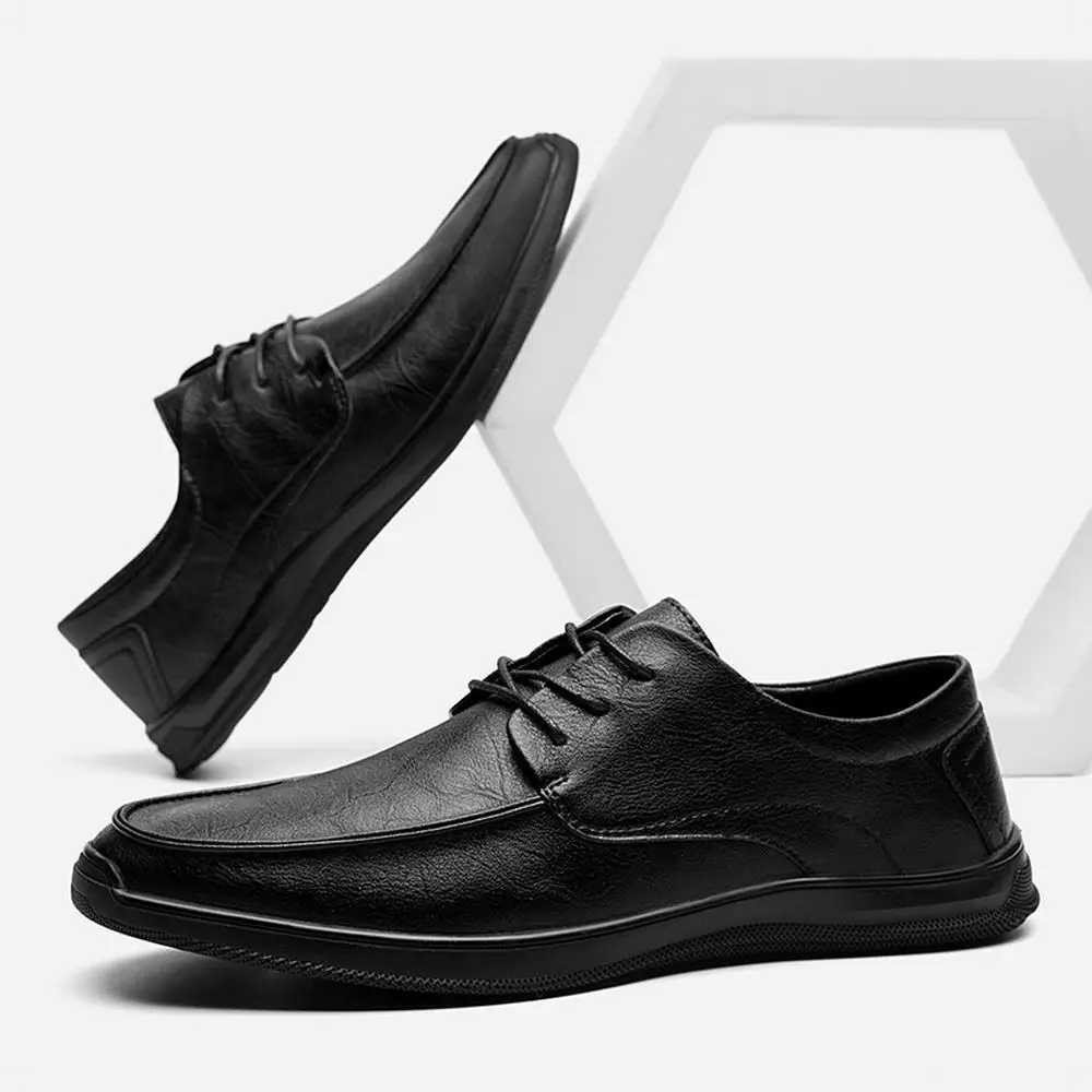 

Men Dress Shoes Leather Solid Color Pointed Toe Low Top Waterproof Breathable Casual