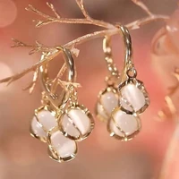 2022 new light luxury spherical opal earrings female bell orchid ear studs super fairy all match design fashion stud earring