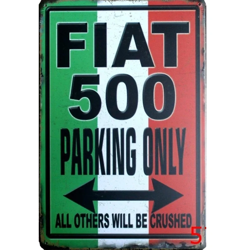 

Жестяная вывеска FIAT 500 Parking Only 20x30 см