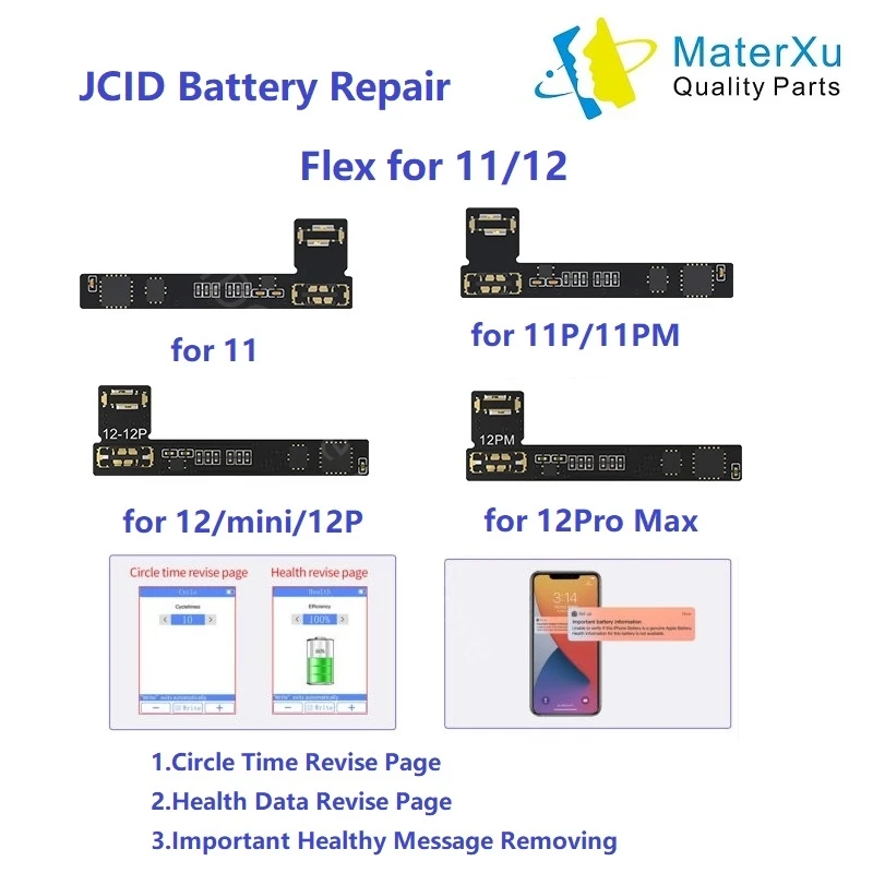 

JC Battery Repair Flex Cable For iPhone 13 12 11 Pro Max Mini JCID Programmer V1S Extermal Tag Tail On Power Swap Replacement