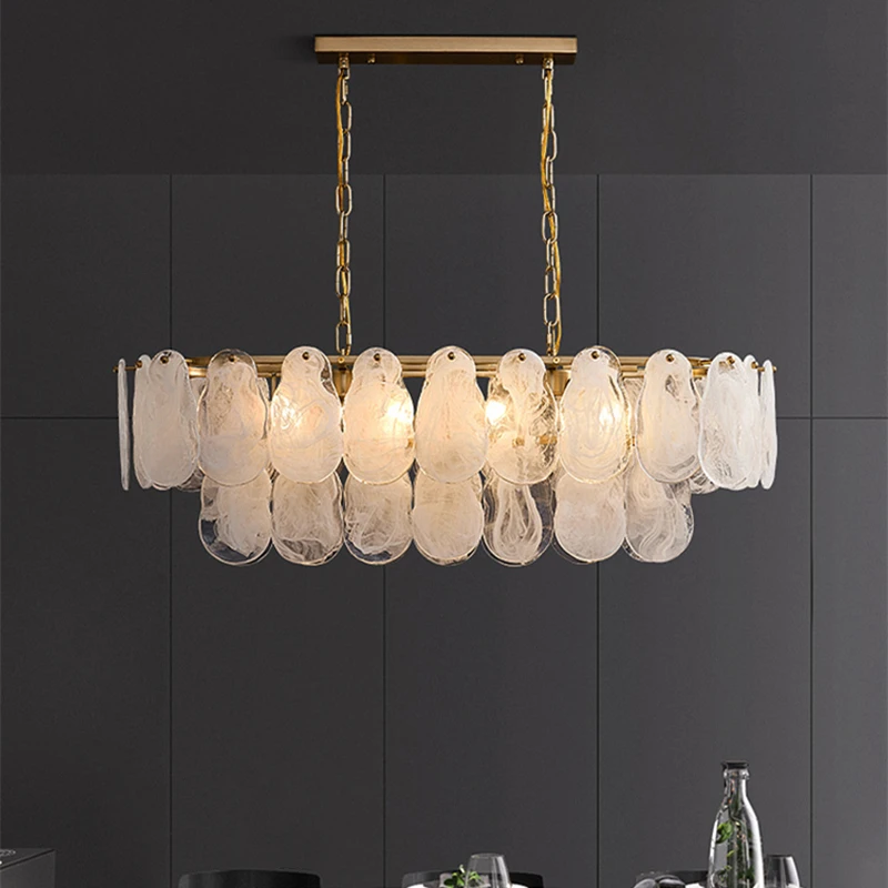 

Роскошная стеклянная Потолочная люстра в эстетике, подвесной светильник для спальни, гостиной, многофункциональный светодиодный светильник для ресторана