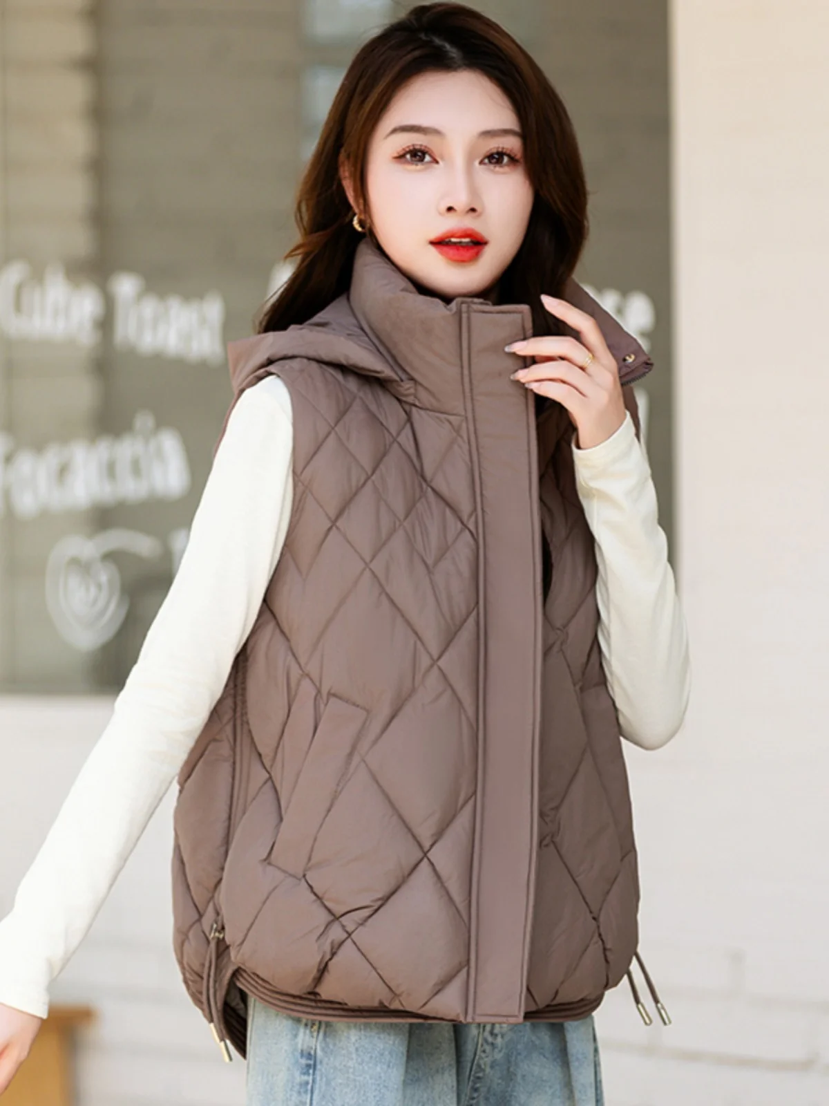 Свободный толстый пуховый жилет с хлопковой подкладкой женская зимняя верхняя