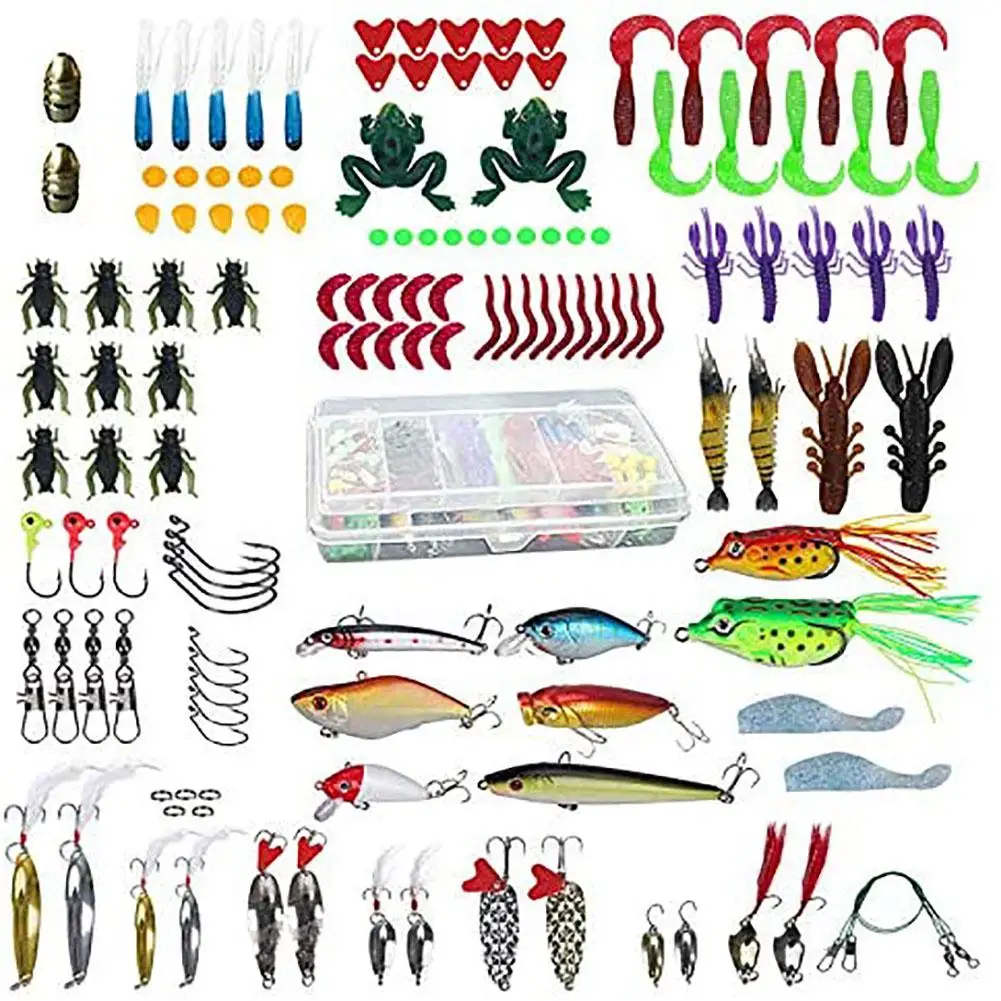 

141pcs Fishing Bait Set Artificial Bait Fishing Accessories With Storage Box For Pike Trout Zander Perch