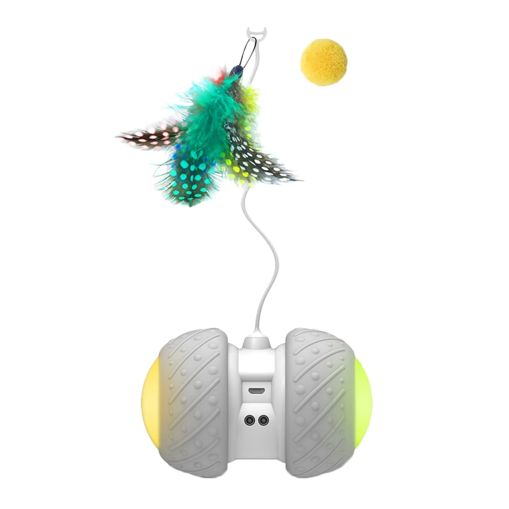

Smart Automatic Electronic Cat Toys Interactive Rotating Running Funny Exercise Pet Kitten Training LED Teaser Stick Feather Toy