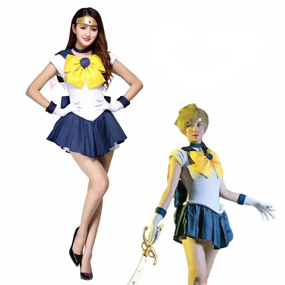 

Athemis Anime Sailor Haruka Tenoh Sailor Uranus Cosplay Costume Custom Made Dress Bows Gloves Headband For Kids Adult