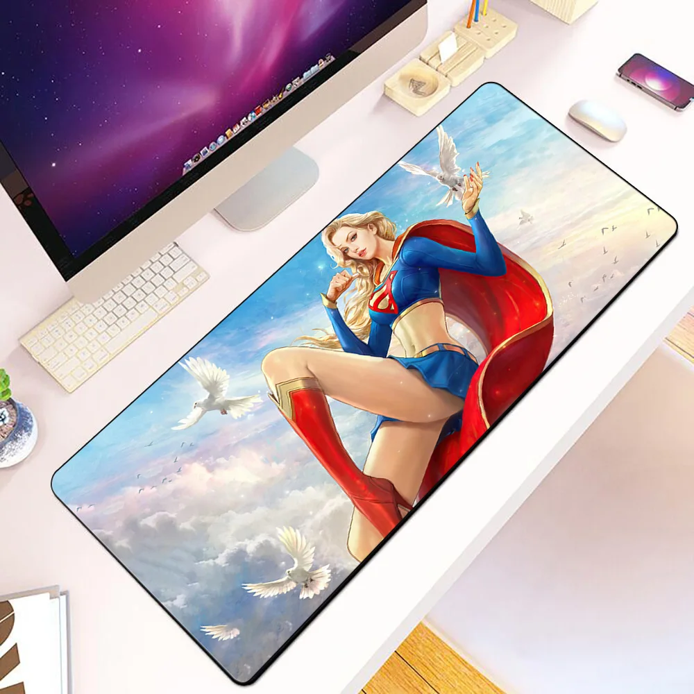 

DC Hero superwoman superman Mousepad HD Printing Computer Gamers Locking Edge Non-slip Mouse Pad XXL90x40cm Keyboard PC Desk Pad