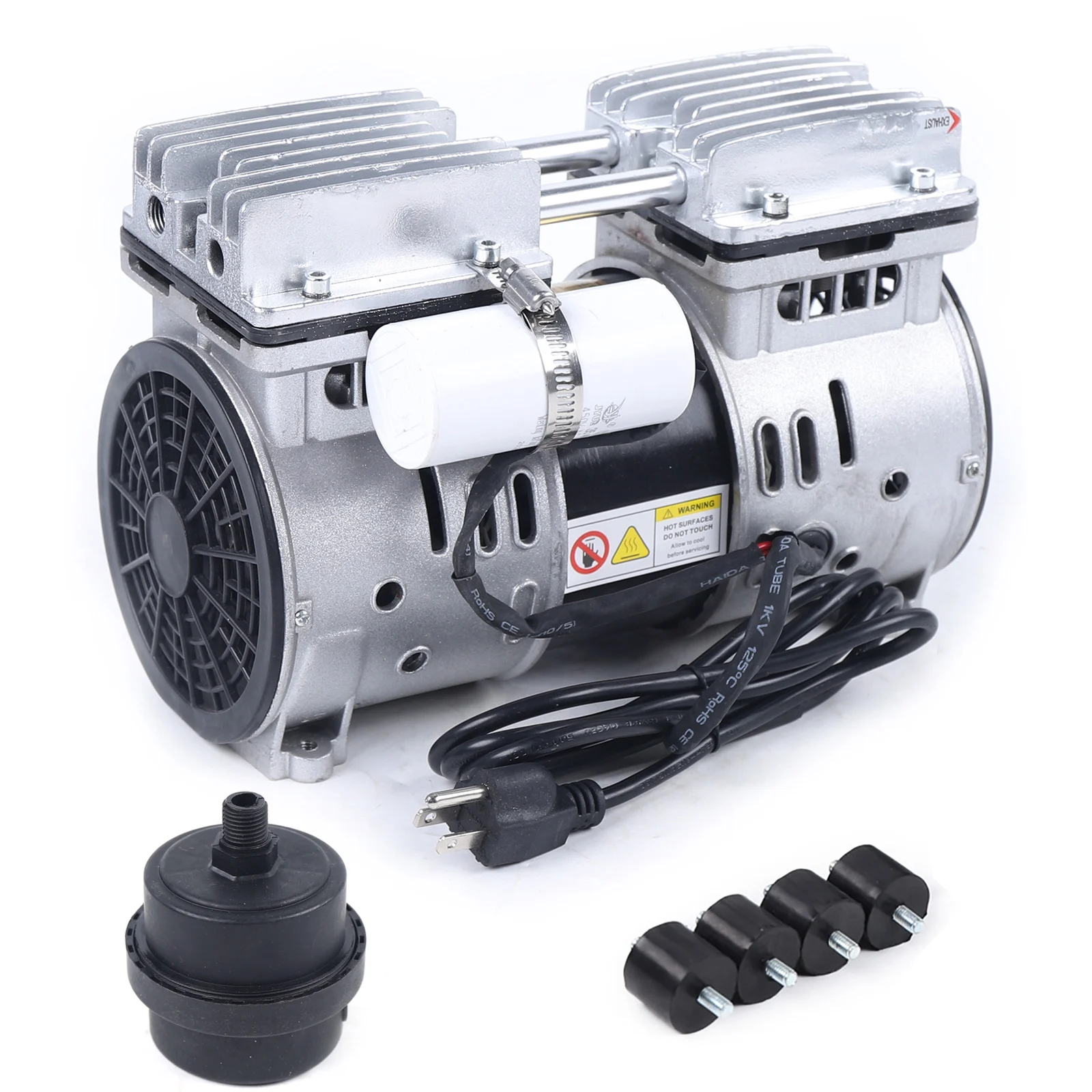 550W Oil-Free Micro Air Diaphragm Vacuum Pump Industrial Oilless Piston Electric Motor Vacuum Pump 1400 RPM