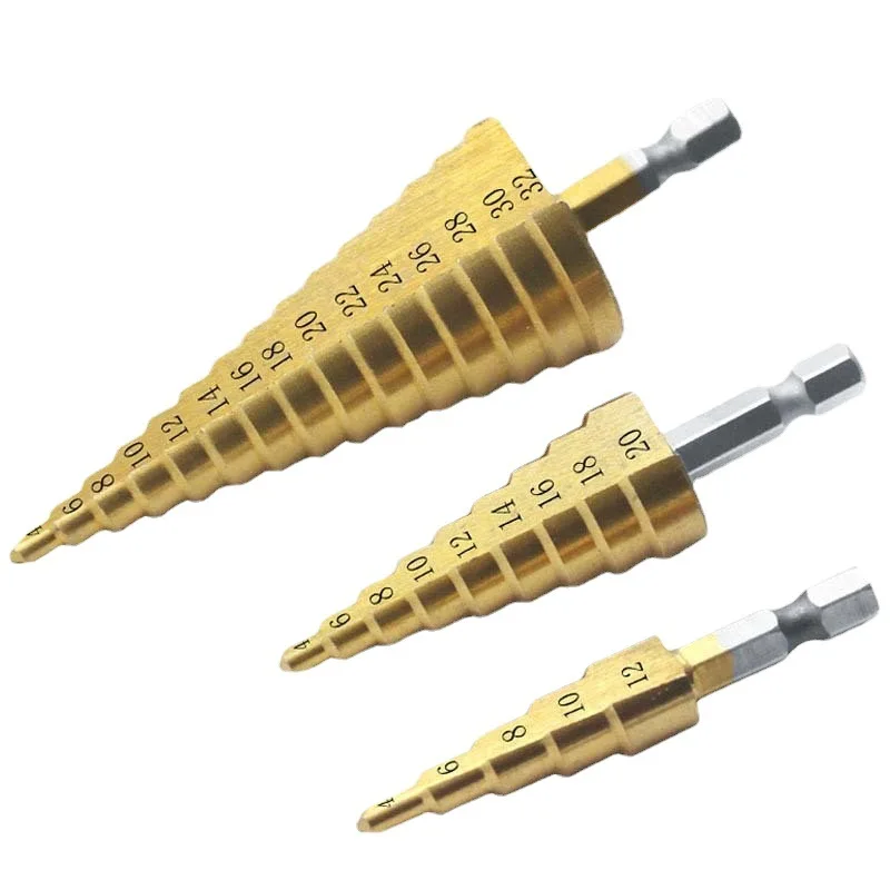 

Hexagonal Handle Straight Groove Step Drill Pagoda Drill Triangle Handle High Speed Steel Bit Reamer Set