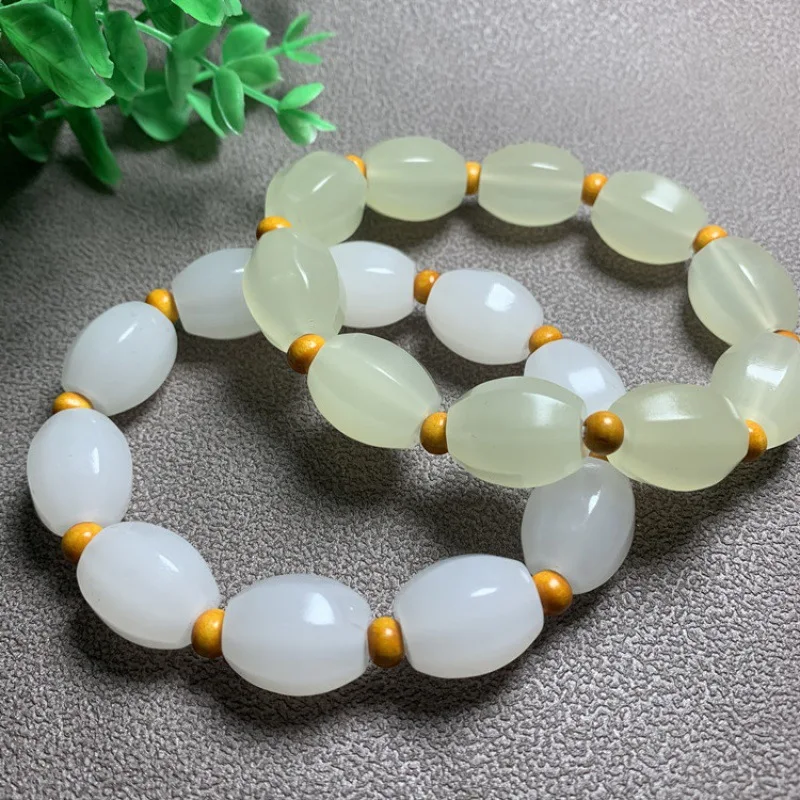 Белый нефритовый браслет для мужчин и женщин исцеляющий драгоценный камень