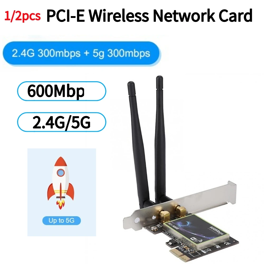 

Адаптер сетевой карты SU-N600 2,4G/5G Dual Band 600M PCI-E для настольного компьютера