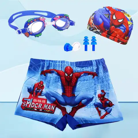Детские плавки Marvel Человек-паук, мультяшная шапочка для плавания, милый купальник для мальчиков, подарок на день рождения, Горячая Мода