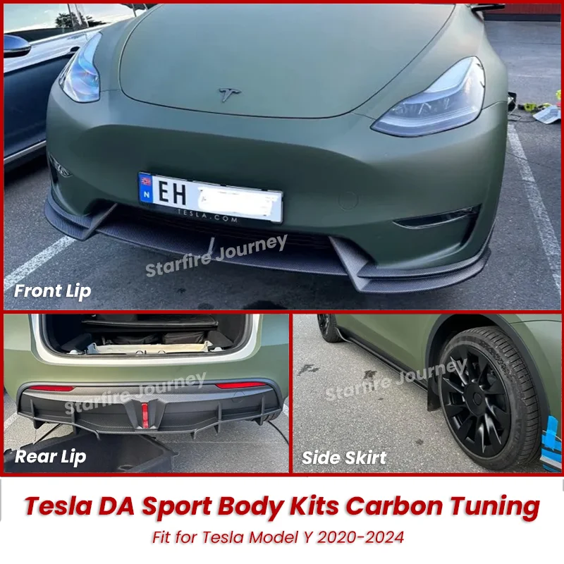 Комплекты кузова DA для Tesla Model Y 2018-2024 глянцевый/матовый карбоновый передний