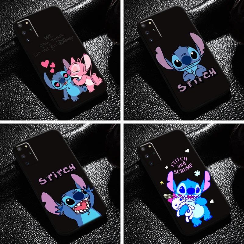 

Cartoon Cute Lilo Stitch For Samsung Galaxy S21 S20 Ultra S21 S20 Plus FE 5G Phone Case Back Black Silicone Cover TPU