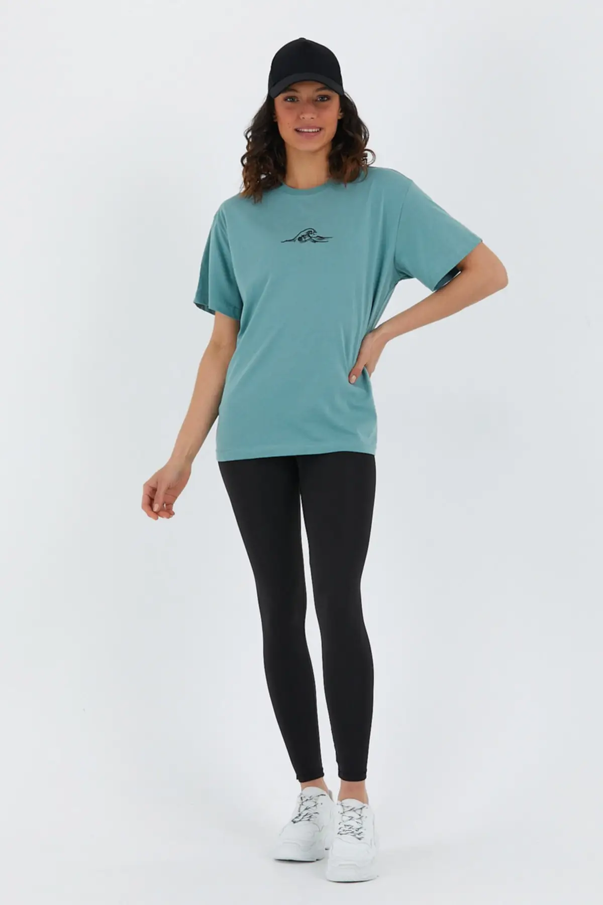 Женская футболка оверсайз с принтом морской волны Повседневная коротким рукавом