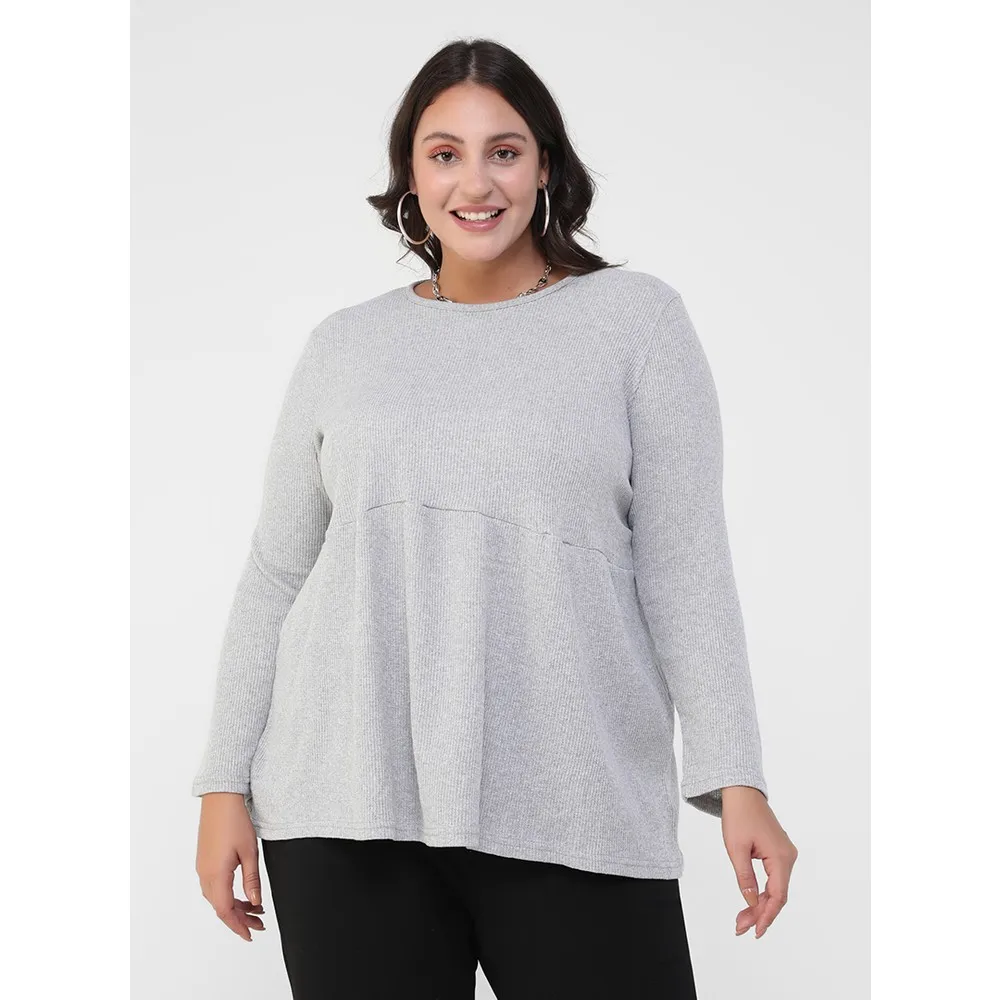 

Хлопковая Туника Dorlie большого размера с велосипедным вырезом, серый цвет