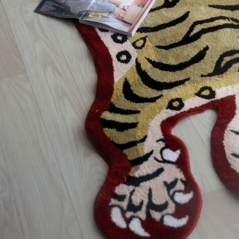 tibetan tiger carpet super soft tufted animal bedside carpet non slip absorbent bathroom mat home decor living room area rugs free global shipping