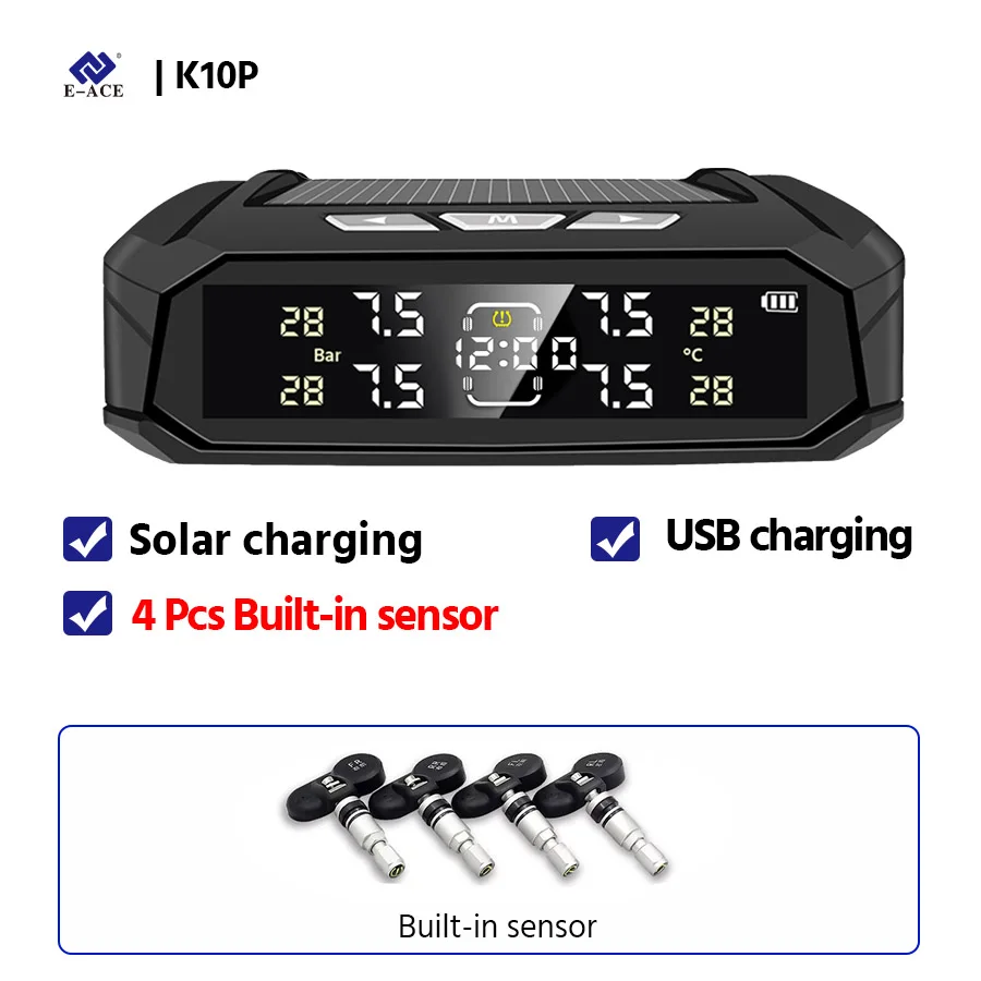 

Автомобильный датчик TPMS E-ACE, 8-барная интеллектуальная система для легкового грузовика с автомобильными электронными часа...