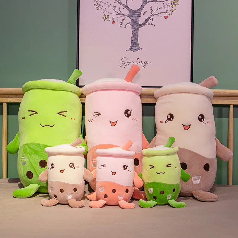 Cup Shaped Pillow Pearl Milk Tea Bubble Tea Plush Stuffed Soft Toys Cushion Plush Food Pillow Gifts