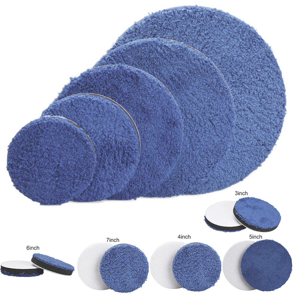 

2pcs 3-7inch Microfiber Sponge Polishing Pads Set For Polishing Car Metal Removing Rust Automotive Care Tools